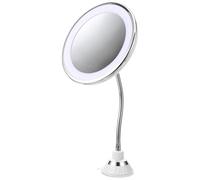 AUTSUPPL Espejo de Maquillaje con Luz Led, Aumento 10x, Ventosa Plegable, Luz Tricolor y Carga USB, Diseño Simple y Chic para Uso en Halloween y Aniversarios