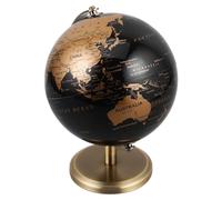 AUTSUPPL Globo Terráqueo de Escritorio Vintage de 14 Cm, Base de Bronce Antiguo Negro y Dorado, Decoración de Mesa para Oficina y Hogar, Adorno Geográfico Educativo y Decorativo