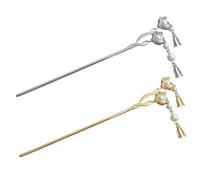 AUTSUPPL Horquillas Pelo De Niña 2 Pcs Palillos De Pelo Largos De Metal Flores De Perla Para Moños Retro Accesorios Para Cabello Femenino En Bodas y Fiestas