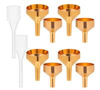 AUTSUPPL Juego de 10 Pequeños Embudos Metálicos Dorados para Botellas Pequeñas con Goteros de 3 Ml, Llenado Preciso de Perfumes y Aceites Esenciales