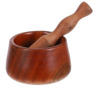 AUTSUPPL Mortero de Madera de Uñero Macizo 1 Pieza, Trituradora de Ajo Manual, Bol para Moler Especias y Jengibre, Herramienta Tradicional para Cocina Doméstica