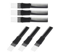 AUTSUPPL Peines de Acero de Fibra de Carbono para Moldear y Suavizar Cutícula Juego de 6 Negros Peines Multifunción Delicados para Hombres y Mujeres
