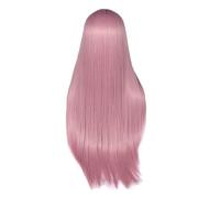 AUTSUPPL Peluca Larga Rosa Coral Sintética para Niña Postizo Decorativo de Cabello Liso Raya al Medio Peluca Natural para Cosplay Fiestas y Uso Diario