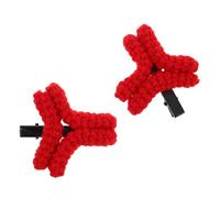 AUTSUPPL Pinzas Pelo Creativas de Ganchillo Rojo Divertido para Flequillo Clips Pequeños de Lana para Fiestas Streaming y Uso Diario Accesorios de Moda para Mujeres