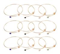 AUTSUPPL Pulseras Expandibles de Acero Ajustables Diy, Kit de 12 Brazaletes de Alambre 3 Cristales, Azul Marino, Verde Ab y Negro, Pulseras de Bricolaje para Fabricación de Joyas y