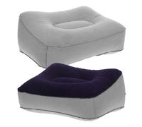 AUTSUPPL Reposapiés Inflable Portátil de Viaje 2 Piezas Cojín Relajante para Pies en PVC Flocado Tamaño Estándar Colores Azul Oscuro y Gris Claro Almohadilla Descanso Ergonómica para