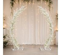 AUTUMFLATGAO Arco para Globos Estructura Pack De 2, Soporte Medio Arco De Metal Blanco De 2,2 M, Arco De Boda para Pasillo, Photocall, Fiesta, Recepción Y Decoración De Jardín