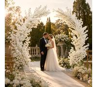AUTUMFLATGAO Arco para Globos Pack De 2, Soporte De Medio Arco Metálico Blanco De 2,2 M para Bodas, Decoración Floral, Cumpleaños, Fiesta, Photocall Y Ceremonias En Jardín