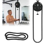 AUTUMFLATGAO Entrenador De Cuerda Sin Fin, Polea Gimnasio Casa Portátil, Máquina De Poleas con Resistencia Ajustable, Maquina Gimnasio para El Hogar para Ejercicios De Coordinación Corporal Black