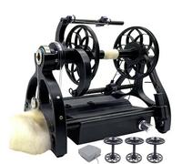 AUTUMFLATGAO Máquina Hiladora Inteligente, Rueca Eléctrica, Capacidad De 120 G, con Interruptor De Pedal Y 3 Bobinas, Giro hacia Adelante/Atrás, Bobinadora De Hilo De 12 V, Velocidad Ajustable Black