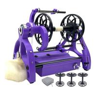 AUTUMFLATGAO Máquina Hiladora Inteligente, Rueca Eléctrica, Capacidad De 120 G, con Interruptor De Pedal Y 3 Bobinas, Giro hacia Adelante/Atrás, Bobinadora De Hilo De 12 V, Velocidad Ajustable Purple