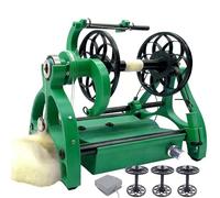 AUTUMFLATGAO Máquina Hiladora Inteligente, Rueca Eléctrica, Capacidad De 120 G, con Interruptor De Pedal Y 3 Bobinas, Giro hacia Adelante/Atrás, Bobinadora De Hilo De 12 V, Velocidad Ajustable Green