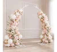 AUTUMFLATGAO Soporte De Medio Arco para Globos Pack De 2, Arco Metálico Blanco De 2,2 M para Guirnaldas De Globos, Decoración Floral, Bodas Y Fiestas, Fácil De Montar