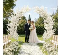 AUTUMFLATGAO Soporte De Medio Arco para Globos Pack De 2, Estructura De Arco Abierto De Metal Blanco De 2,2 M, Arco Globos para Bodas, Decoración Floral, Banquetes Y Photocall