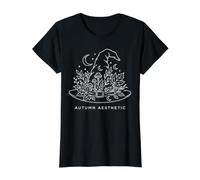 Autumn Aesthetic Witch Hat Line Art Camiseta gráfica económica, Mujer, Negro, L