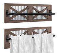 Autumn Alley Toallero rústico de Granja - Toallero de Madera - Toallero de Granja para baño rústico y decoración de Estilo de Cocina de Granja - Montaje en Pared de 7.4 Pulgadas, Juego de 2, marrón