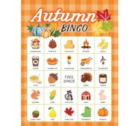 Autumn Bingo: 32 Player Fall Themed Party Games for Thanksgiving Family Gatherings, Kids Autumn Game, Fall Classrooms Activity