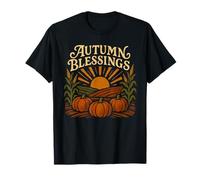 Autumn Blessings Calabazas de Acción de Gracias Retro Camiseta
