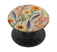 Autumn Botanical Garden in Bloom with Lavender and Daisies PopSockets PopGrip Adhesivo