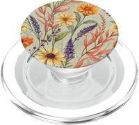 Autumn Botanical Garden in Bloom with Lavender and Daisies PopSockets PopGrip para MagSafe