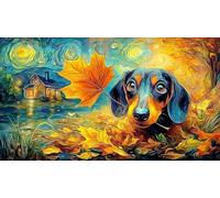 Autumn-Bulldog-Amid-Falling-Leaves 1000 Piezas Puzzle en Papel Reciclado para Adultos Regalo Divertido Actividad en casa Juego Educativo Idea 38x26/1000pcs