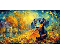Autumn-Bulldog-Amid-Falling-Leaves 1000 Piezas Puzzle Familiar Papel Reciclado Desafiante y Divertido para Adultos Decoración Mural 38x26/1000pcs