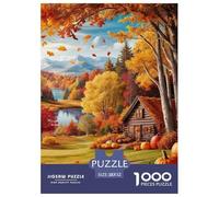 Autumn Cabaña Bosque Rompecabezas Imposible,desafío for Adults Interesante Entretenimiento Creativo 1000 Piezas Obra De Arte De Juego De para Adultos Y Niños A Partir De 12 Años 52x38cm/1000pcs