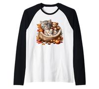 Autumn Cat Graphic For Kitten Mom and Cat Grandma Cute Fall Camiseta Manga Raglan
