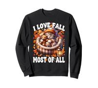 Autumn Cat Graphic For Kitten Mom I Love Fall Most of All Sudadera