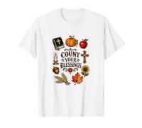 Autumn Christian Count Your Blessings Cosecha de Calabaza Camiseta