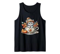 Autumn Coffee Fall Themed Graphic For Cat Lady Cute Kitten Camiseta sin Mangas