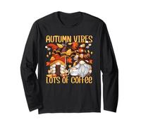 Autumn Coffee Gnomes For Women For Fall and Coffee Lover Manga Larga