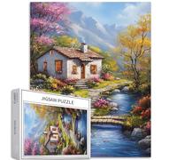 Autumn Cottage by The River - Rompecabezas de 1000 piezas para adultos, estilo pastoral, rompecabezas colorido para decoración del hogar, regalos, rompecabezas familiar, perfecto para noches de juegos