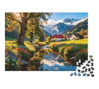 Autumn Creek Puzzle 1000 Piezass Reciclado German Countryside Puzzles para Niños y Niñas Padre-Hijo Game Props Desarrollo Boy & Girl‘s Intelligence Educativo 70x50cm/1000 Piezas