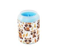 Autumn Cute Raccoon - Limpiador portátil de patas con cepillo de silicona suave para gatos y perros