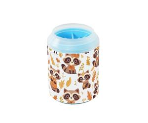Autumn Cute Raccoon - Limpiador portátil de patas con cepillo de silicona suave para gatos y perros