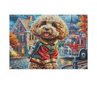 Autumn Cute Teddy Perro Puzzles 300 Piezas Impossible 3D Ultra Difícil Animal Pet Wildlife Rompecabezas para Adultos Desafío Intelectual Estera Portátil DIY Moderno Creativo 300 PCS