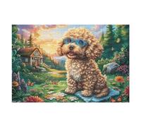 Autumn Cute Teddy Perro Rompecabezas 1000 Piezas Cartón Resistente para Mayores Mejora Atención Entrenamiento Memoria Diversión Grupal Detalle De Regalo 1000 PCS/75x50cm
