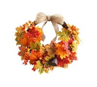 Autumn Door Wreath - 18 Inches Harvest Festival Decoration for Fireplace Porch Front Door, Mantel Wall Window Entrance with Holiday Fall Theme, Artificial Leaves for Halloween Thanksgiving