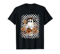 Autumn Fall Ghost Checkered Thanksgiving Design. Woman Camiseta