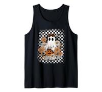 Autumn Fall Ghost Checkered Thanksgiving Design. Woman Camiseta sin Mangas