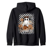 Autumn Fall Ghost Checkered Thanksgiving Design. Woman Sudadera con Capucha