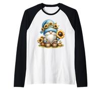 Autumn Fall Gnome In Knitted Sweater For Sunflower Grandma Camiseta Manga Raglan