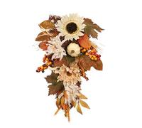 ¡Autumn Fall Wreath para Puerta | Estacional con Calabazas y Hojas | Granero Artesanal