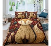 Autumn folk Funda Edredon 3 Piezas Compuesto Impresión 3D Cierre de Otoño folk arte estilo Funda de Edredón Funda de Almohada a Juego Lavables Transpirable for Adolescentes Double（200x200cm）