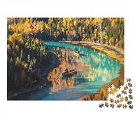 Autumn Forest Puzzles 1000 Piezas Reciclado Material Nature Scenic Puzzles for Elderly Aliviar Demencia Senil Divertido Familia Juego Actividad Home 38x26cm/1000pcs