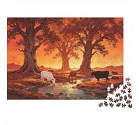 Autumn Forest Puzzles for Personas Mayores 1000 Piezas Reciclable Papel Herd of Cattle Puzzle for Adultos Interesting Juego Familiar Accesorios Juego de Fiesta Accesorios for Home 52x38cm/1000piezas