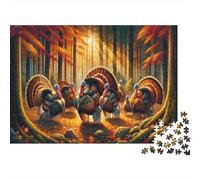 Autumn Forest Turkeys 100% Recycled Cardboard Turkey Family 1000Pc Adult Jigsaws For Adults & Kids Brainteasing 70x50cm/1000pcs