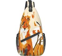 Autumn Fox and Pumpkin Chest Bag Sling Crossbody Mochila Ciclismo Viajes Senderismo Mochila para Hombres Mujeres