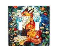 Autumn Fox - Cubierta para interruptor de luz, cubierta de enchufe, criaturas de bosque naranja vibrante para decoración del hogar, placas de pared termoplásticas, doble palanca de tamaño estándar